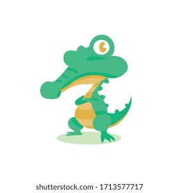 Crocodile cartoon mascot in flat design can be used as logo or mascot