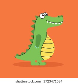 crocodile cartoon over orange background. vector