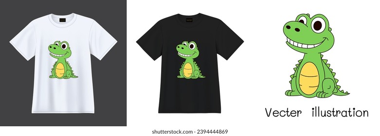 Crocodile cartoon printable for t-shirts. Ready to apply to your fashion graphics design. Vector illustration.