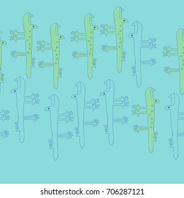 Crocodile cartoon  seamless  pattern. Hand drawn.
