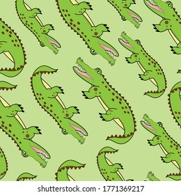 Crocodile Cartoon seamless pattern perfect for wallpaper or wrapping