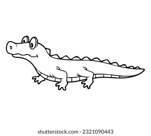 crocodile cartoon sketch vector illustration,
isolated on white background.Top view