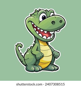 Crocodile cartoon sticker template vector design