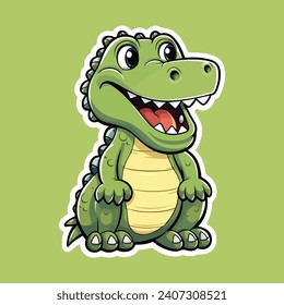 Crocodile cartoon sticker template vector design