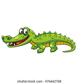 Crocodile cartoon style, vector art isolated on white.
