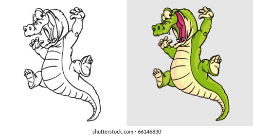 Crocodile cartoon vector illustration  Crocodile comic hand drown illustration easy editable for book design 