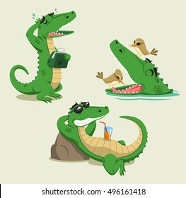 Crocodile cartoon Vector set 