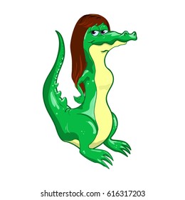 Crocodile cartoon woman
