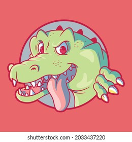 Ilustración del vector de la cara de cocodrilo. Animal, vida salvaje, divertido, concepto de diseño de marca.