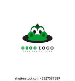 Crocodile character logo, which appear on the surface of the water. 