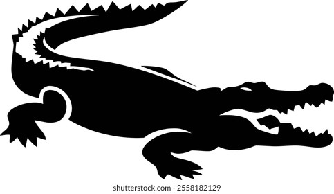 crocodile character Silhouette icon design Minimal style 