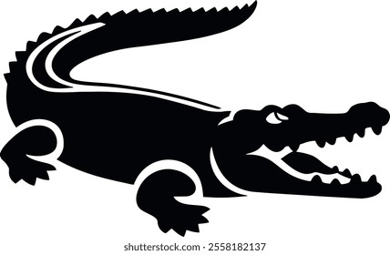 crocodile character Silhouette icon design Minimal style 