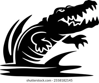 crocodile character Silhouette icon design Minimal style 