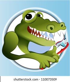 Crocodile cleaning teeth