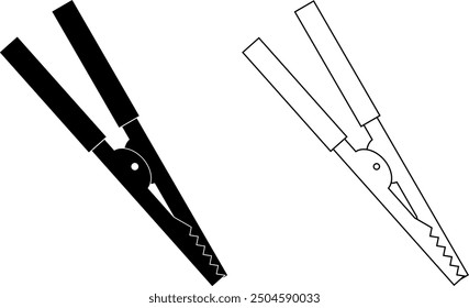 crocodile clip or alligator clip icon set