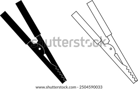 crocodile clip or alligator clip icon set
