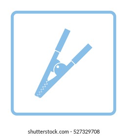 Crocodile clip icon. Blue frame design. Vector illustration.