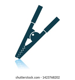 Crocodile Clip Icon. Shadow Reflection Design. Vector Illustration.