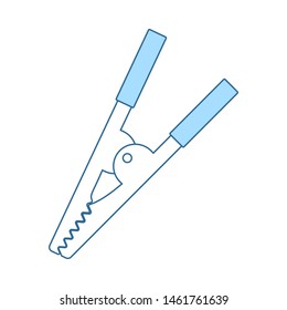 Crocodile Clip Icon. Thin Line With Blue Fill Design. Vector Illustration.