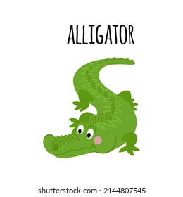 crocodile clipart. African animal vector illustration isolated on white background