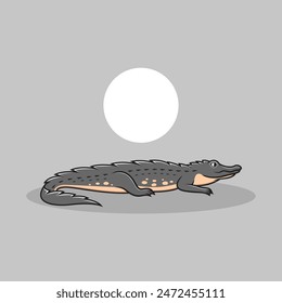 Crocodile clipart. Flat vector illustration.
