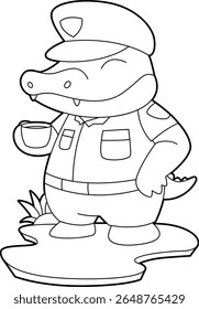 Crocodile Coffee Cup Animal Vector Graphic Art Illustration