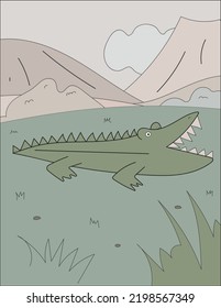crocodile colorful vector backdround illustration
