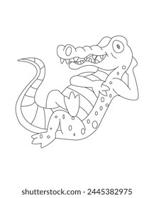 Crocodile Coloring Book Page For Kids