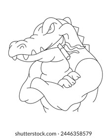 Crocodile Coloring Book Page For Kids