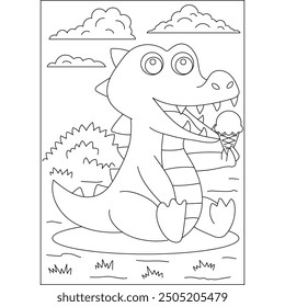 crocodile coloring book page for kids and adults creative coloring mindful relaxation activity
