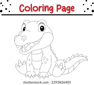 Krokodile Farbseite Cartoon Vektorkunst und Illustration. Baby Crocodile Colorbook