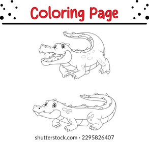 Krokodile Farbseite Cartoon Vektorkunst und Illustration. Baby Crocodile Colorbook