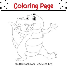 Krokodile Farbseite Cartoon Vektorkunst und Illustration. Baby Crocodile Colorbook