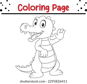 Crocodile coloring page cartoon vector art and illustration. baby Crocodile coloring book