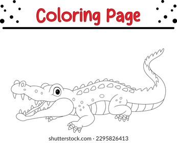 Krokodile Farbseite Cartoon Vektorkunst und Illustration. Baby Crocodile Colorbook