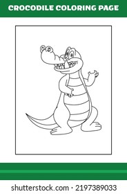 Crocodile Coloring Page. illustration of Cartoon crocodile for Coloring book