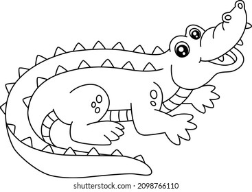 Crocodile Coloring Page Isolated for Kids