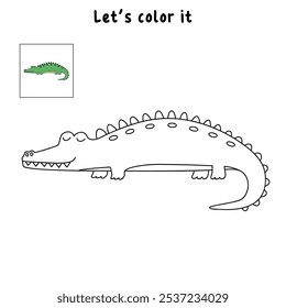 Crocodile coloring pages for kids. Trace and color crocodile. Crocodile animal flashcard game activity and education for kids. Kindergarten and preschool worksheets printable for kids. 