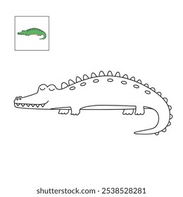 Crocodile coloring pages for kids. Trace and color crocodile. Crocodile animal flashcard game activity and education for kids. Kindergarten and preschool worksheets printable for kids. 