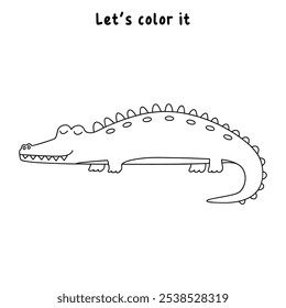 Crocodile coloring pages for kids. Trace and color crocodile. Crocodile animal flashcard game activity and education for kids. Kindergarten and preschool worksheets printable for kids. 