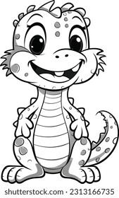 Crocodile, colouring book for kids, vector illustration
