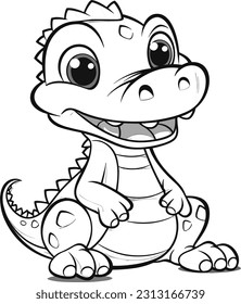 Crocodile, colouring book for kids, vector illustration