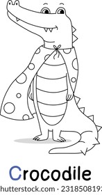 Crocodile. Crocodile colouring page. Crocodile coloring page. c letter. crocodile for c letter. c letter learning. summer activities for kids. learning activities for kids.