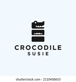 crocodile combination with sushi logo design vector illustration