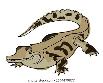 Crocodile in continuous line drawing on a white background.