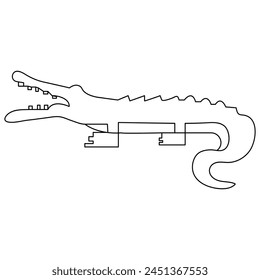 Crocodile   continuous one line drawing of outline vector illustration


