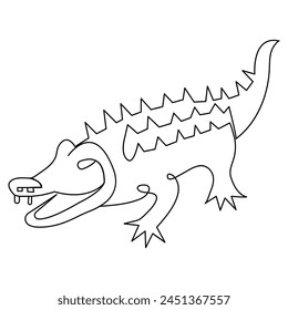 Crocodile   continuous one line drawing of outline vector illustration

