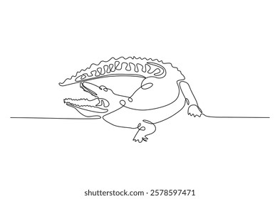 Crocodile in continuous one line drawing. Single line art draw of Alligator. Editable vector.