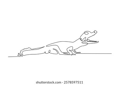 Crocodile in continuous one line drawing. Single line art draw of Alligator. Editable vector.