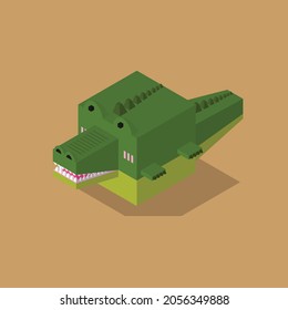crocodile cubic isometric on brown background